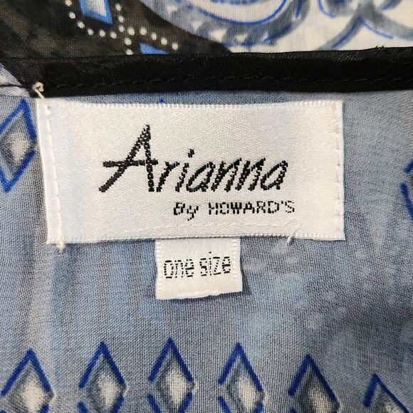 Arianna By Howards Multi-Colored Blouse OS Sheer Cold Shoulder Boho Abstract - Picture 8 of 11